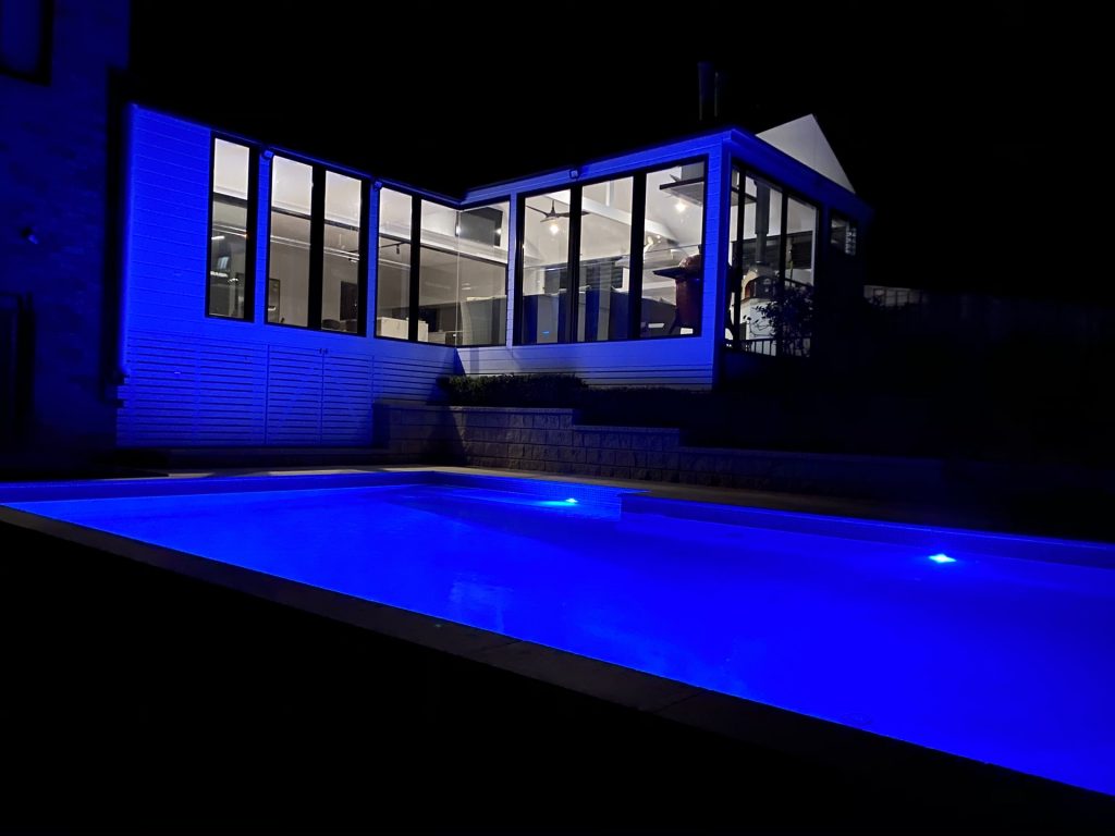 New pool lights in a pool renovation. Improvement Pools