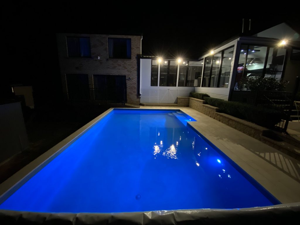 New pool lights in a pool renovation. Improvement Pools