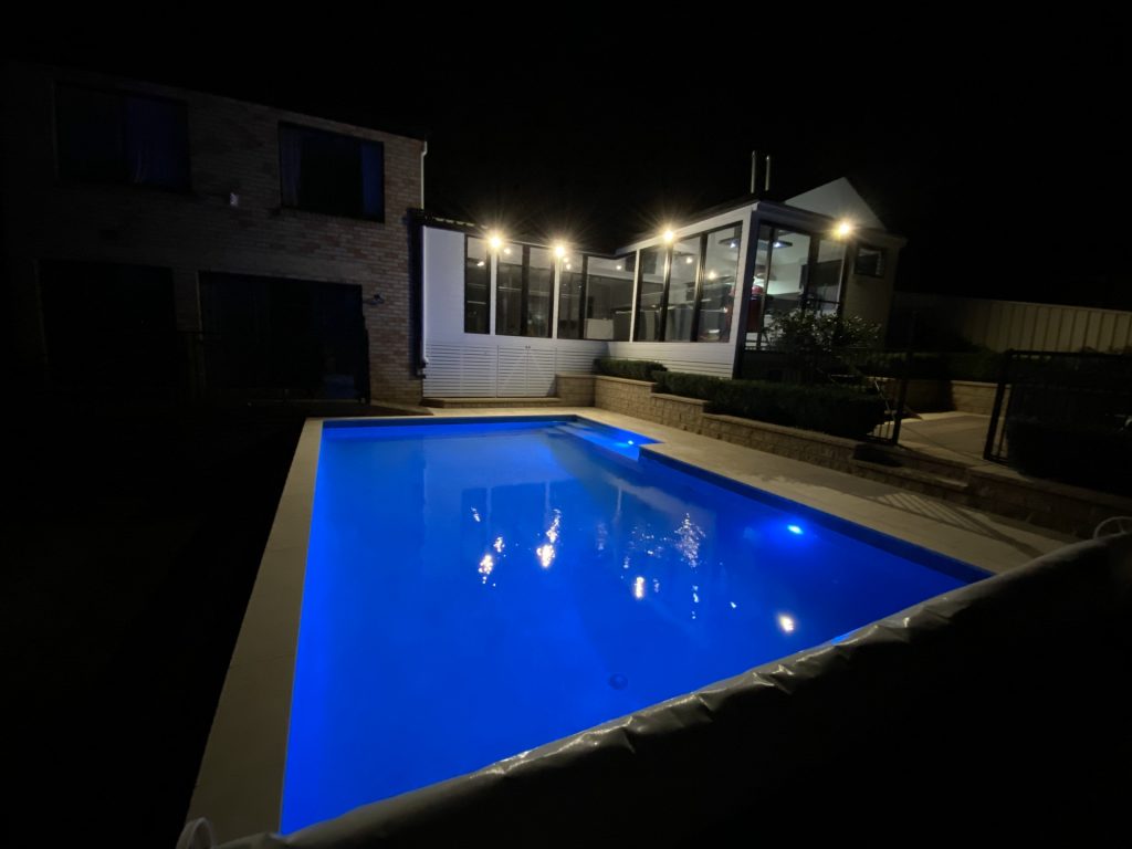 New pool lights in a pool renovation. Improvement Pools