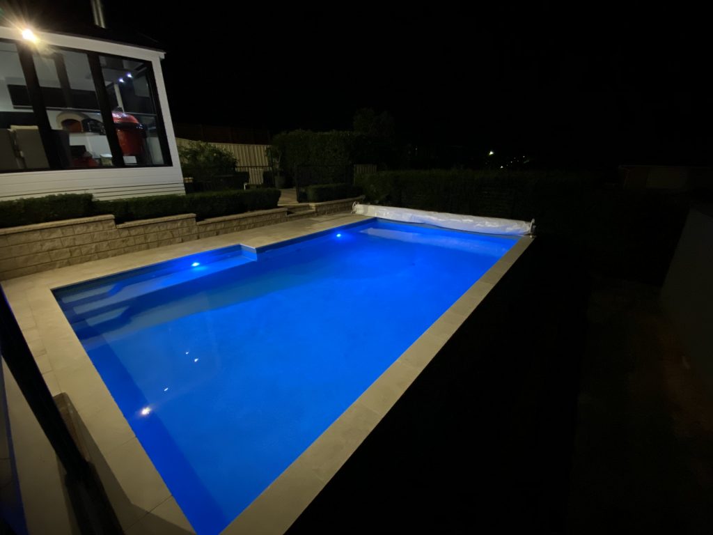 New pool lights in a pool renovation. Improvement Pools