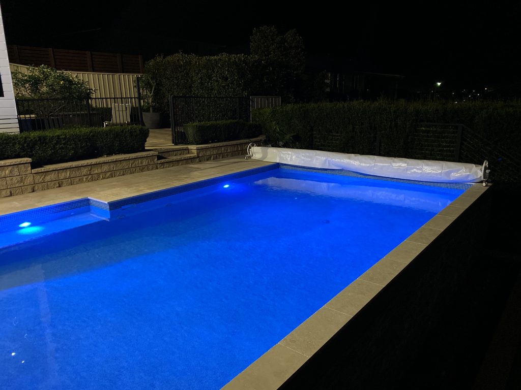 New pool lights in a pool renovation. Improvement Pools
